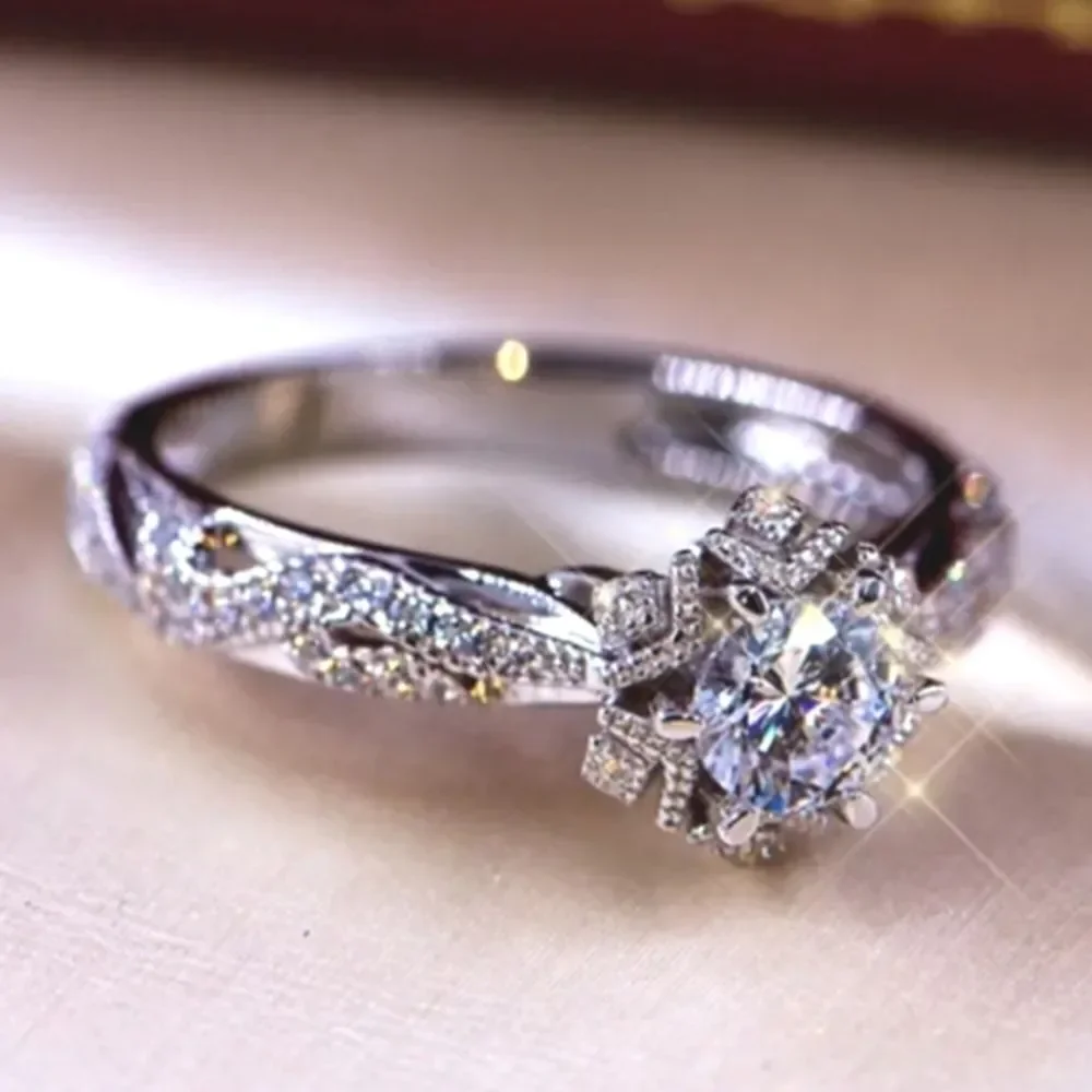 Elegant Lab Created Diamond Wedding Ring sz 6